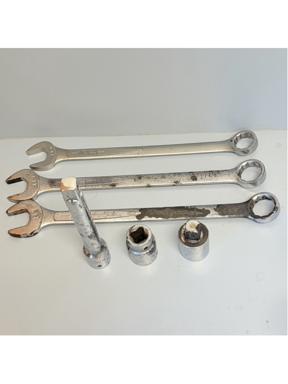 6 Pc Vintage NAPA USA Large Tool Lot 1-1/8 1-1/4 Wrenches Socket Extension